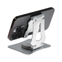 Подставка для телефона, регулируемая, складная, поворот на 360&deg;, металл, серебристая