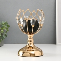 Подсвечник металл, стекло на 1 свечу "Чёрный бутон" d=5 см золото 12х12х21 см Подсвечник металл, стекло на 1 свечу "Чёрный бутон" d=5 см золото 12х12х21 см