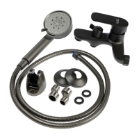 Смеситель для ванны ZEIN Z3853, однорычажный, душевой набор, лейка 5 режимов, графит