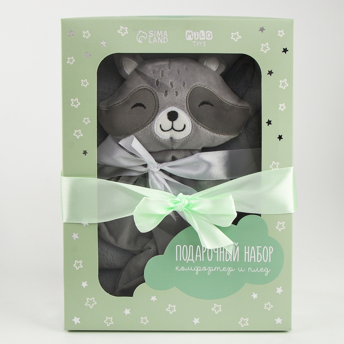 Набор подарочный: Комфортер 27 см + плед 71х125 см, &laquo;Енот&raquo;