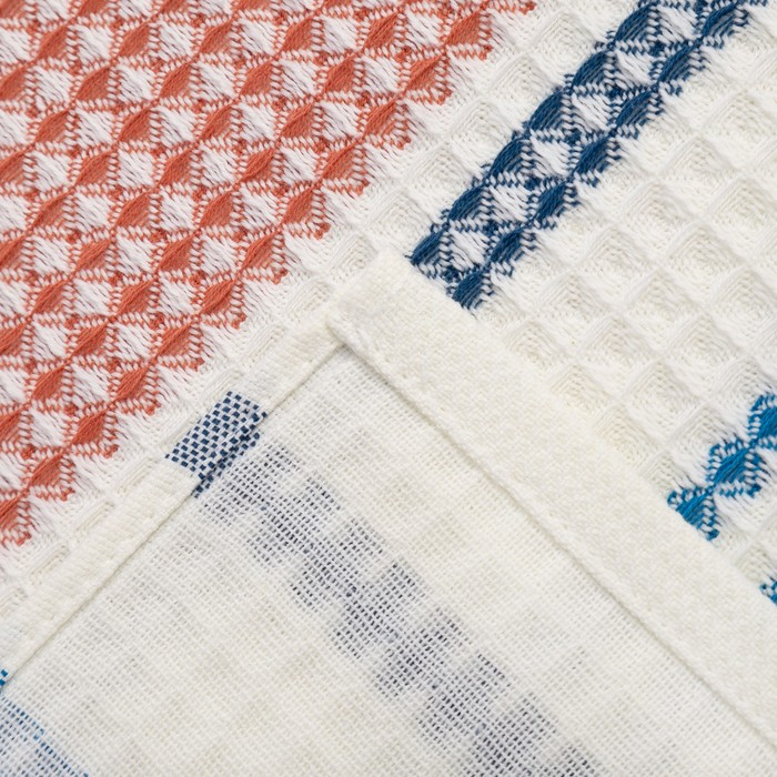 Полотенце вафельное Этель Полотенце вафельное Этель "Waffle" 70х140 см, цвет коричнево-голубой, 100% хлопок, 280 гр/м2