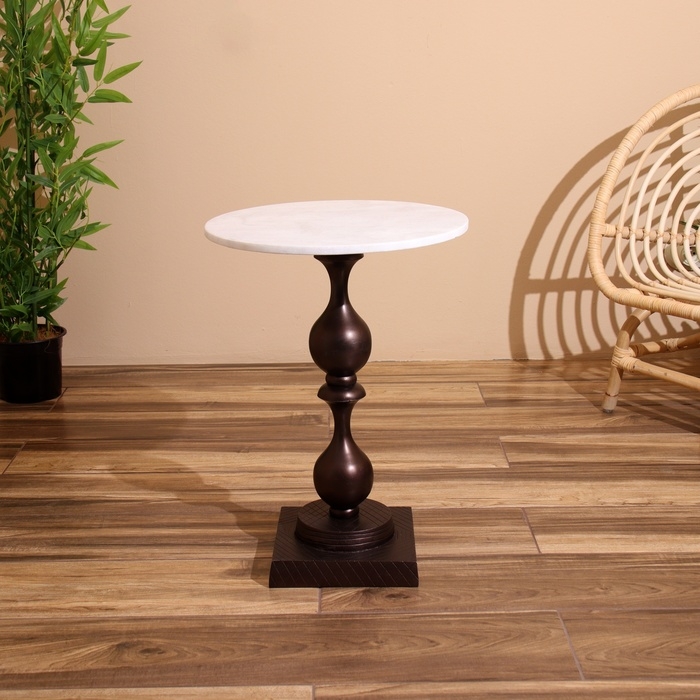 Стол кофейный 41х41х57 см, алюминий/мрамор Стол кофейный 41х41х57 см, алюминий/мрамор