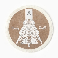 Новый год. Салфетка &laquo;Merry bright&raquo; цв.белый, 37*37 см