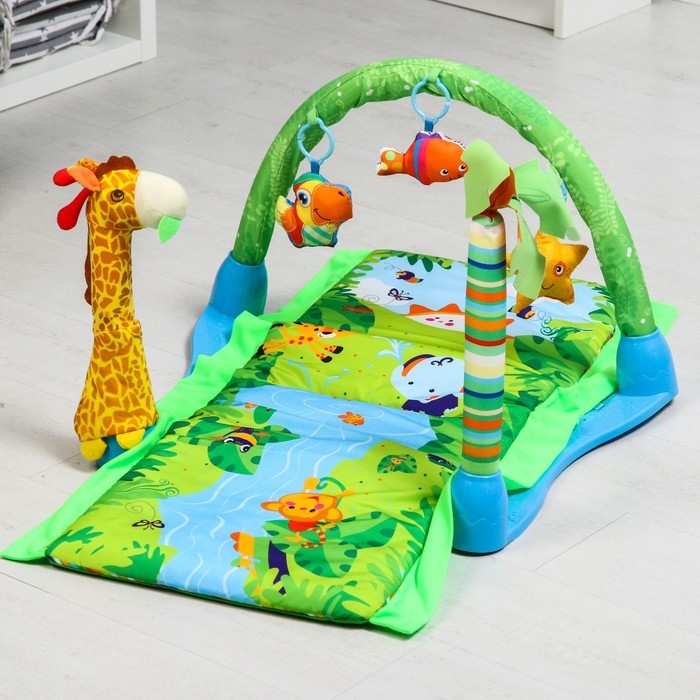 Развивающий коврик &laquo;Остров&raquo;, с дугой и игрушками, 77х77х0,5