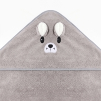 Полотенце-уголок LoveLife "Зайчик", цв. серый, 80х80 см, 100% пэ, микрофибра