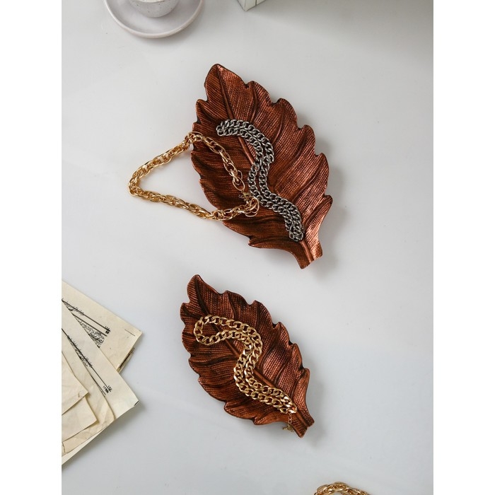 Набор органайзеров &laquo;Лист №1&raquo;, полистоун, 2 шт, цвет медь