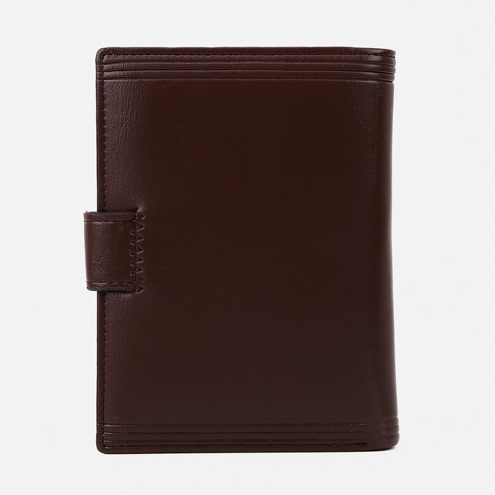 Портмоне мужское на кнопке, 3 в 1, для автодокументов, паспорта, карт, купюр, цвет коричневый Портмоне мужское на кнопке, 3 в 1, для автодокументов, паспорта, карт, купюр, цвет коричневый