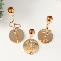 Подсвечник металл "Домиция" набор 3 шт золото d=2см высота 31; 25,4; 21,5 см 8х8х31 см