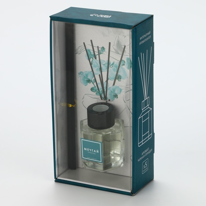 Диффузор ароматический палочки, ароматизатор для дома 50 мл. &laquo;Аромадиффузор: Расцветай от счастья&raquo;, аромат орхидея, 10,2 х 19,6 х 5,2 см.