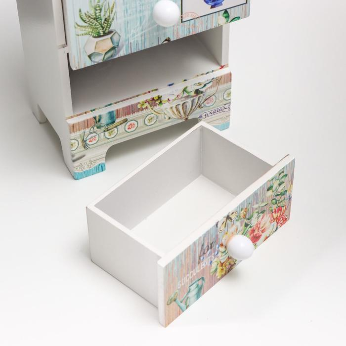 Шкатулка дерево 3 ящика Шкатулка дерево 3 ящика "Букет в античной вазе" 18,5х11,7х7,5 см