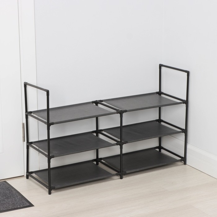 Полка для обуви LaDо́m, 3 яруса, 90&times;30&times;57 см, цвет чёрный