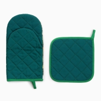 Набор кух. "Сказочная ёлка"  варежка-прихватка 15х28см, прихватка 19х19см,100%хл