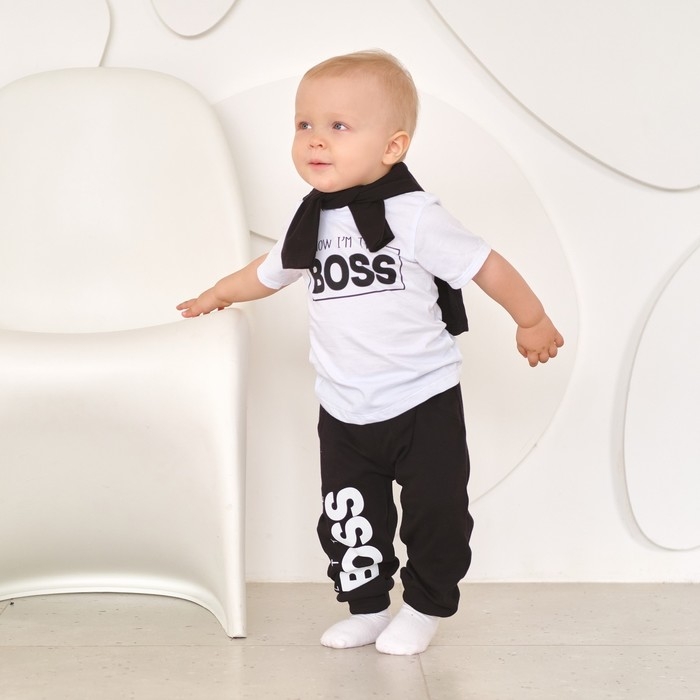 Штанишки детские Крошка Я "Little Boss", рост 74-80 см, цвет чёрный