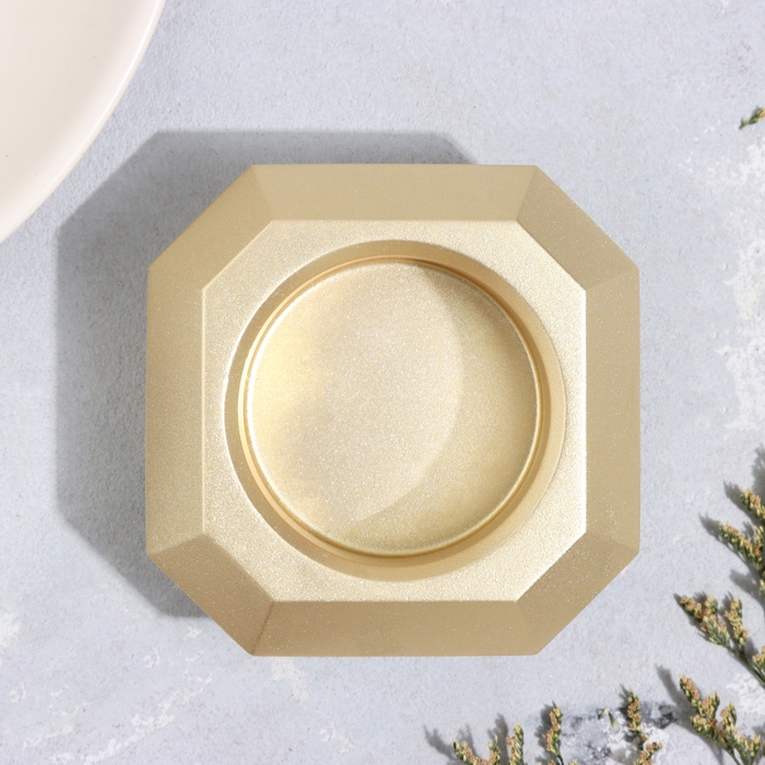 Подсвечник "Квадрат" из гипса со скошенными углами малый,9х3,5см,золото