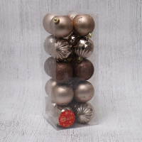 Набор шаров пластик d-6 см, 20 шт "Лоран" коричневый