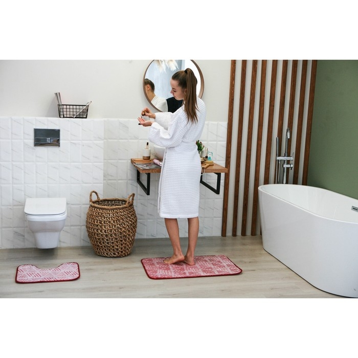 Коврик для ванной светящийся в темноте &laquo;Светящиеся грани&raquo;, 50&times;80 см, цвет бордовый