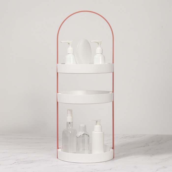 Органайзер для хранения, 3 секции, d = 20 &times; 50 см, цвет белый/розовый