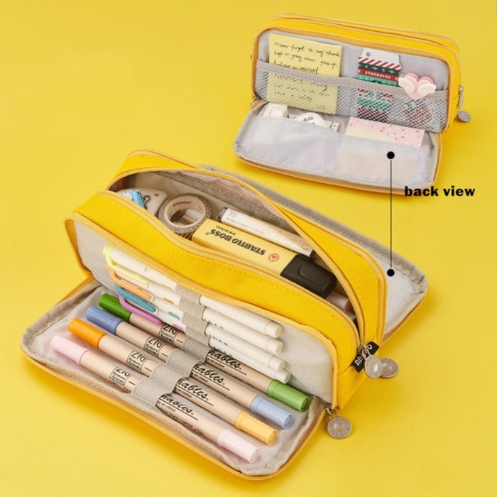 Пенал школьный на молнии 3-х секционный, жёлтый Пенал школьный на молнии 3-х секционный, жёлтый