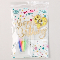 Набор топперов «С днём рождения» пчёлка, набор свечей 10 шт. Набор топперов «С днём рождения» пчёлка, набор свечей 10 шт.