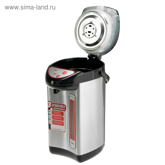 Термопот Luazon LET-5001, 750 Вт, 5.8 л, 3 способа подачи воды, серый Термопот Luazon LET-5001, 750 Вт, 5.8 л, 3 способа подачи воды, серый