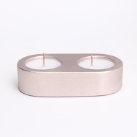 Свечи "Мрамор" в овальном подсвечнике из гипса,12х6х3см, шампань Свечи "Мрамор" в овальном подсвечнике из гипса,12х6х3см, шампань