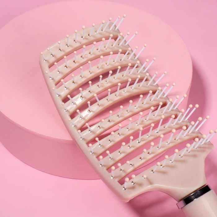 Расчёска массажная, широкая, вентилируемая, 7,3 &times; 25,3 см, цвет МИКС