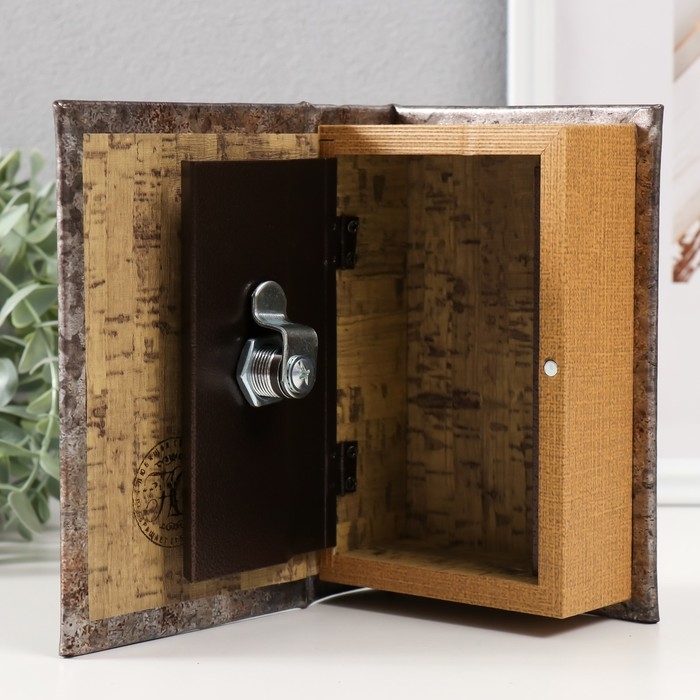 Сейф-книга дерево кожзам "Узоры" тиснение, под металл 17х11х5 см