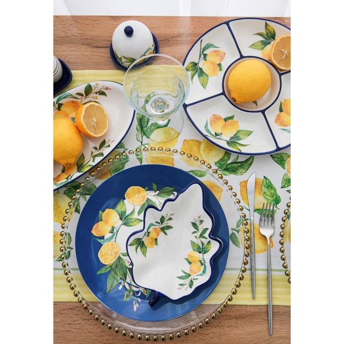 Менажница 5 ячеек Доляна &laquo;Лимон&raquo;, d=26 см, цвет белый