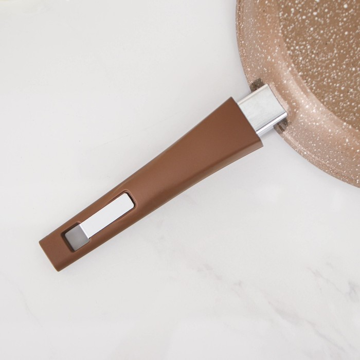 Сковорода &laquo;Гранит&raquo;, d=26 см, съёмная ручка, стеклянная крышка, антипригарное покрытие, цвет коричневый