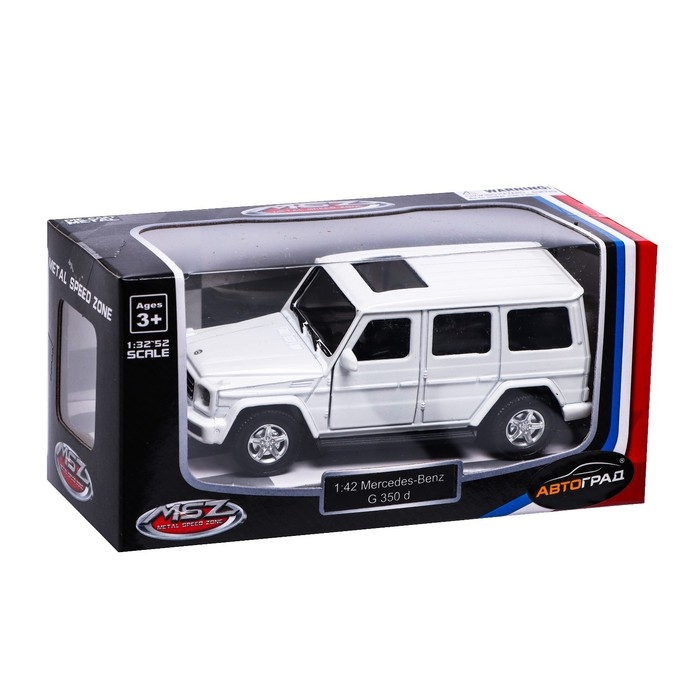 Машина металлическая MERCEDES-BENZ G350D, 1:42, инерция, открываются двери, цвет белый Машина металлическая MERCEDES-BENZ G350D, 1:42, инерция, открываются двери, цвет белый