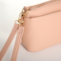 Сумка женская кросс-боди на молнии, цвет пудровый