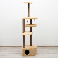 Комплекс для кошек с когтеточкой, угловой, с гамаком, 48 х 48 х 171 см, джут, искусственный мех, беж Комплекс для кошек с когтеточкой, угловой, с гамаком, 48 х 48 х 171 см, джут, искусственный мех, беж