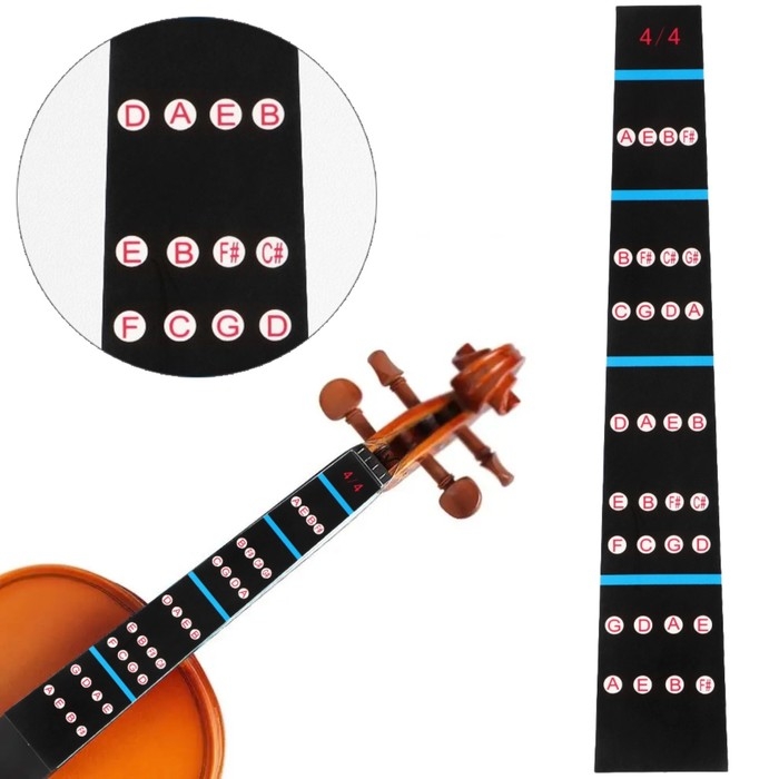 Обучающая наклейка с нотами на гриф скрипки 4/4 Обучающая наклейка с нотами на гриф скрипки 4/4