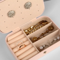 Органайзер для хранения украшений «Шкатулка портативная», 11×16×5 см, цвет розовый Органайзер для хранения украшений «Шкатулка портативная», 11×16×5 см, цвет розовый