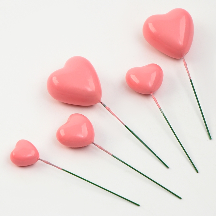 Набор топперов «Сердечки», 12 см, цвет розовый Набор топперов «Сердечки», 12 см, цвет розовый