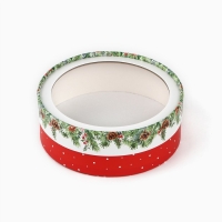 Коробка для макарун тубус с окном «Новогодняя ботаника», 16 х 16 х 5 см, Новый год Коробка для макарун тубус с окном «Новогодняя ботаника», 16 х 16 х 5 см, Новый год