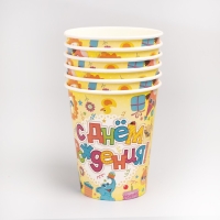 Набор бумажной посуды одноразовый Весёлые животные&raquo;, 6 тарелок , 1 гирлянда , 6 стаканов, 6 колпаков