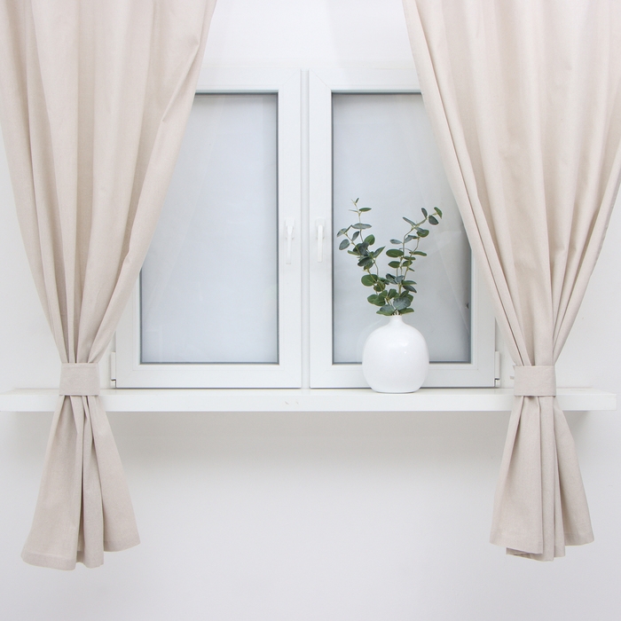 Комплект штор для кухни с подхватами Доляна My magic kitchen, 149х180&plusmn;3 см - 2 шт, рогожка 160 г/м