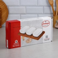 Менажница «Кармен», 3 шт: 300 мл, прямоугольная, деревянное основание, фарфор, Иран Менажница «Кармен», 3 шт: 300 мл, прямоугольная, деревянное основание, фарфор, Иран