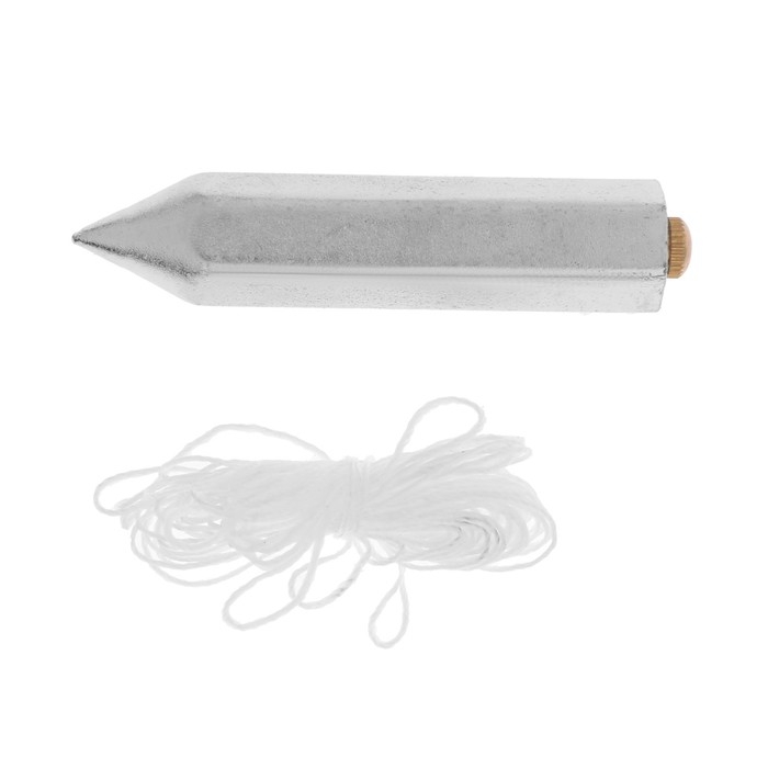 Отвес цилиндрический ТУНДРА, шнур 5 метров, 100 г