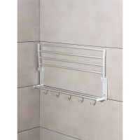 Полка откидная с держателем полотенец, 5 двигающихся крючков, 59,5&times;20,5&times;15 см, алюминий