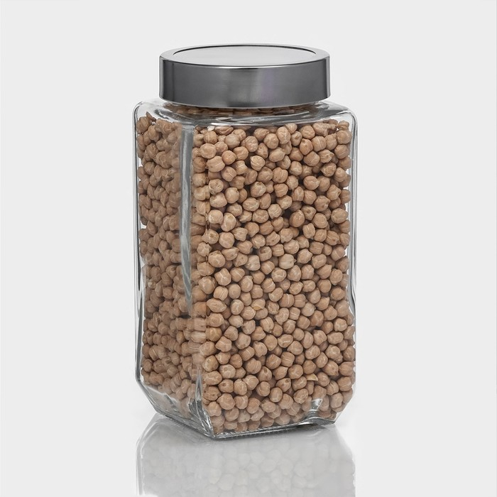 Банка стеклянная для хранения сыпучих продуктов Доляна &laquo;Призма&raquo;, 1 л, 9&times;18,5 см, с металлической крышкой