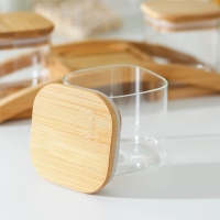 Набор банок для сыпучих продуктов «Эко», на подставке, 3 шт Набор банок для сыпучих продуктов «Эко», на подставке, 3 шт