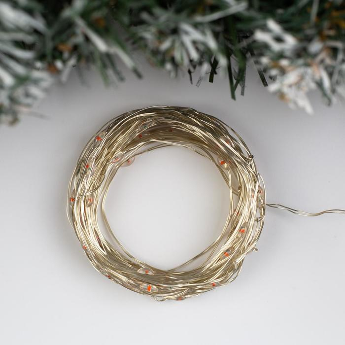 Гирлянда «Нить» 10 м роса, IP20, серебристая нить, 100 LED, свечение красное, 12 В Гирлянда «Нить» 10 м роса, IP20, серебристая нить, 100 LED, свечение красное, 12 В