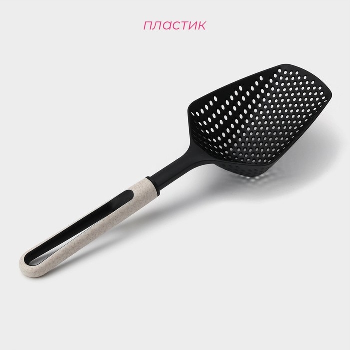 Шумовка-совок Доляна Pronto, цвет белый, чёрный Шумовка-совок Доляна Pronto, цвет белый, чёрный