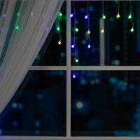 Гирлянда &laquo;Бахрома&raquo; 3 &times; 0.5 м с насадками &laquo;Шарики&raquo;, IP20, прозрачная нить, 80 LED, свечение мульти (RG/RB), мигание, 220 В