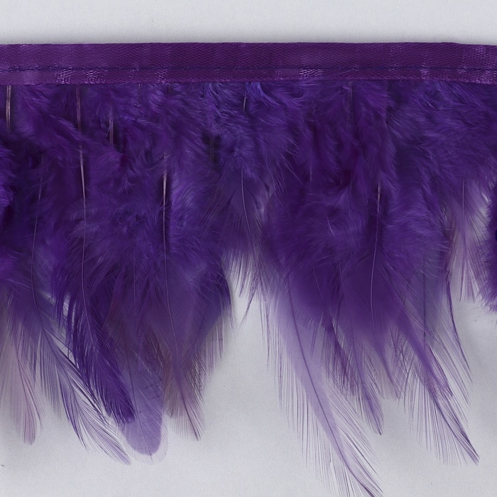 Тесьма с перьями петуха, 10-15 см, 5 &plusmn; 0,5 м, цвет фиолетовый