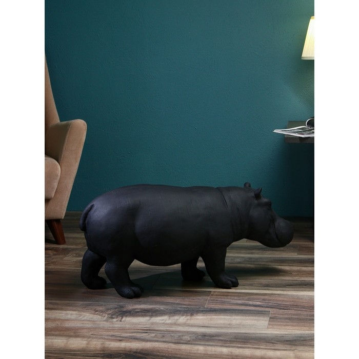 Фигура «Бегемот», полистоун, 41 см, цвет чёрный матовый Фигура «Бегемот», полистоун, 41 см, цвет чёрный матовый