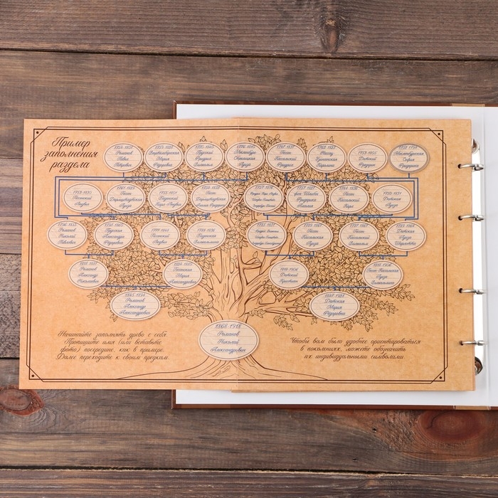 Родословная фото книга &laquo;Семейная летопись&raquo; с деревянным элементом, 27,5 х 25 см.