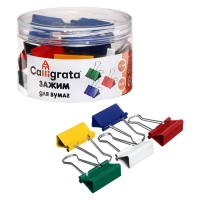 Набор зажимов для бумаг цветных 32мм, 24 штук, 5 цветов, в пластиковой тубе Набор зажимов для бумаг цветных 32мм, 24 штук, 5 цветов, в пластиковой тубе